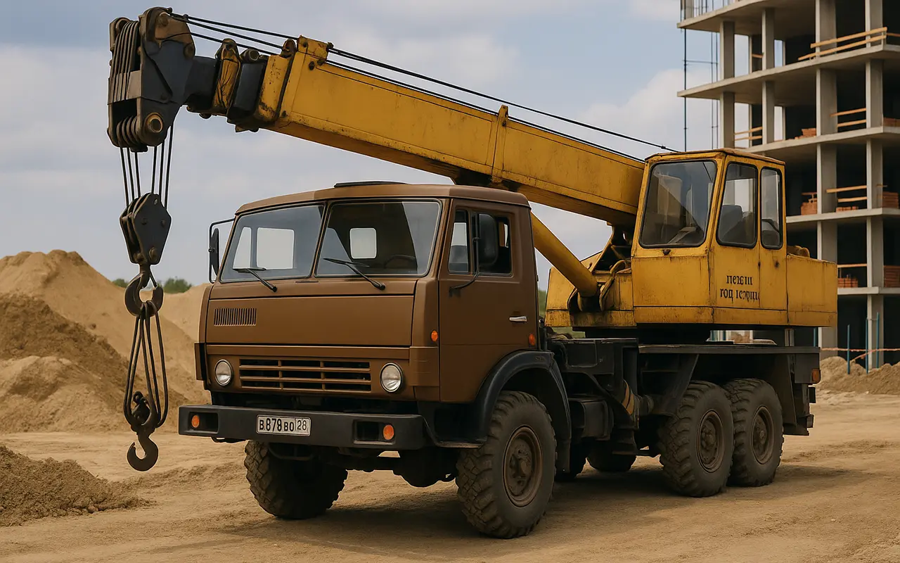 Автокран на стройке во Владивостоке