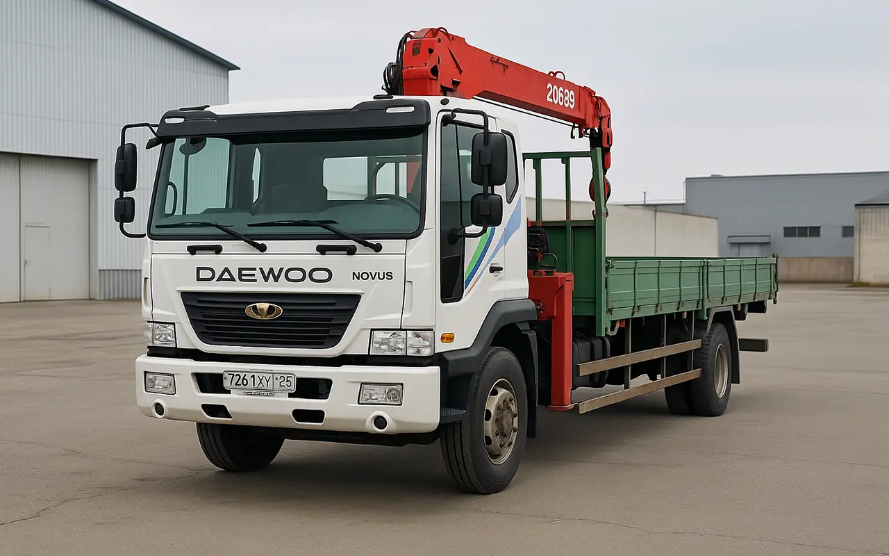 Манипулятор 10 тонн на погрузке стройматериалов во Владивостоке