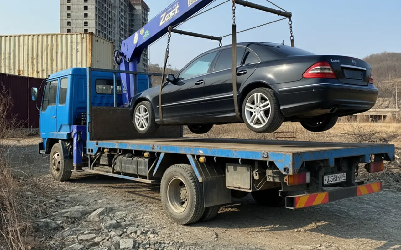 Манипулятор 5 тонн перевозим легковой автомобиль на Зеленый Угол во Владивостоке